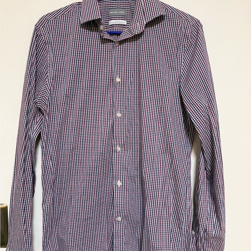 Michael Kors Men's Checkered Shirt - Blue and Red